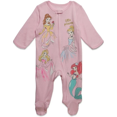 Disney Princess Ariel Cinderella Aurora Baby Girls 2 Pack Zip Up Sleep N' Play Coveralls Newborn To Infant 3 Disney Princess Ariel Cinderella Aurora Baby Girls 2 Pack Zip Up Sleep N' Play Coveralls Newborn To Infant