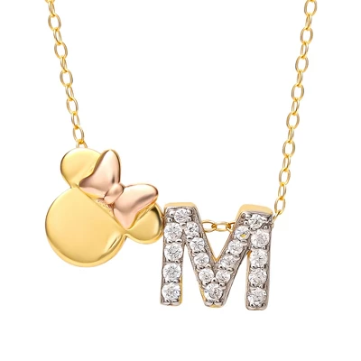 Disney Minnie Mouse Sterling Silver Gold Plated Cubic Zirconia Initial Pendant Necklace, 18" 21 Disney Minnie Mouse Sterling Silver Gold Plated Cubic Zirconia Initial Pendant Necklace, 18" - Image 19