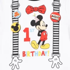 Disney Mickey Mouse 1st Birthday Cosplay Graphic T-Shirt Diaper Cover And Hat 3 Piece Outfit Set White/Red -Family Style Shop GUEST 8ab9f6a9 920c 4249 9b5c 39c8c768c918