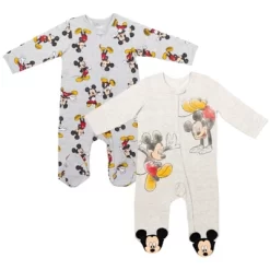 Disney Mickey Mouse Footed Baby 2 Pack Zip Up Sleep N' Play Coveralls Newborn To Infant -Family Style Shop GUEST 8b695910 e765 4483 ac68 f7038ec00f22