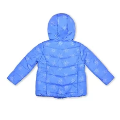 Disney Girl's Frozen Hooded Puffer Jacket, Zip Up Hoodie With Soft Interior For Toddler