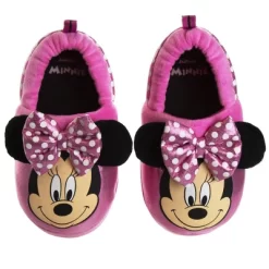 Disney Kids Girl's Minnie Mouse Slippers - Plush Lightweight Warm Comfort Soft Aline House Slippers - Pink Bow Minnie (size 5-12 Toddler/Little Kid) -Family Style Shop GUEST 8da25f10 c1ad 4147 9216 dfcaf3e25beb