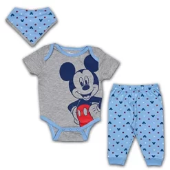 Disney Boy's 3-Pack Mickey Mouse Short Sleeve Baby Bodysuit Creeper, Jogger Pants And Bandana Bib Set For Infant -Family Style Shop GUEST 8eae09d4 fdb9 4808 9433 a5052769459b