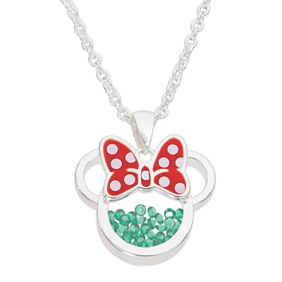 Disney Minnie Mouse Womens Silver Plated Birthstone Shaker Necklace, 18+2" 9 Disney Minnie Mouse Womens Silver Plated Birthstone Shaker Necklace, 18+2" - Image 7