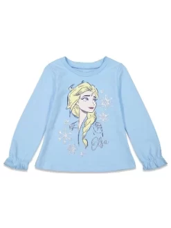 Disney Princess Anna Elsa Frozen Girls Graphic T-Shirt And Leggings Outfit Set Toddler To Big Kid