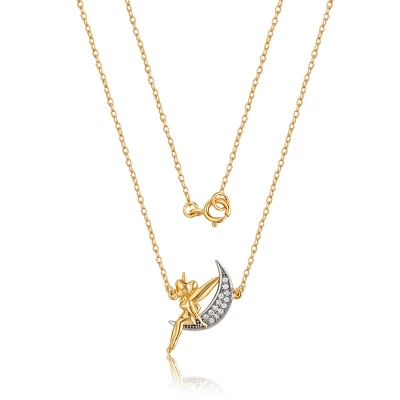 Disney Womens Tinker Bell 18K Gold-Plated Tinkerbell On The Moon Pendant Necklace Jewelry, 18'' 5 Disney Womens Tinker Bell 18K Gold-Plated Tinkerbell On The Moon Pendant Necklace Jewelry, 18'' - Image 3