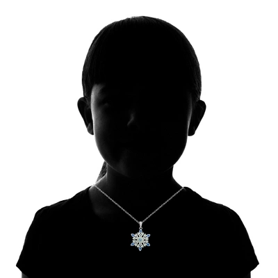 Disney Frozen Silver Plated Blue Crystal Snowflake Pendant Necklace, 18" 4 Disney Frozen Silver Plated Blue Crystal Snowflake Pendant Necklace, 18" - Image 2
