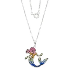 Disney The Little Mermaid Ariel Rainbow Crystal Silver Plated Pendant Necklace, 18" -Family Style Shop GUEST 96d53adf df48 46c4 9d4e d822e283f816