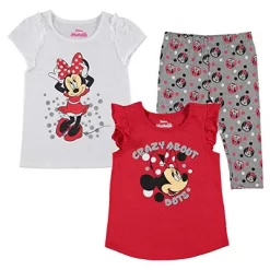Disney Girl's Minnie Mouse 3 Piece Coordinates, Ruffled Short Sleeve Shirts And Legging Pants Set For Toddler -Family Style Shop GUEST 9822ef9f 0af2 49a6 a074 751f6738289b