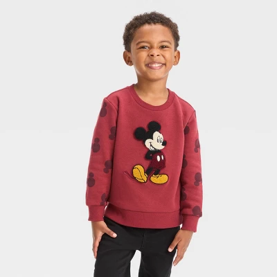 Toddler Boys' Disney Mickey Mouse Fleece Pullover Sweatshirt - Red 5 Toddler Boys' Disney Mickey Mouse Fleece Pullover Sweatshirt - Red - Image 3