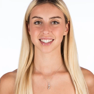 Disney Princess Cinderella Sterling Silver Cubic Zirconia Slipper Necklace, Officially License 3 Disney Princess Cinderella Sterling Silver Cubic Zirconia Slipper Necklace, Officially License