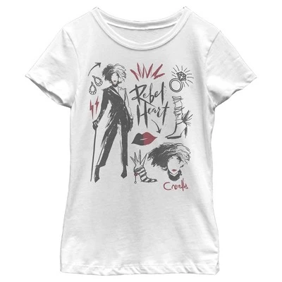 Disney Girl's Cruella Fashion Drawings T-Shirt 6 Disney Girl's Cruella Fashion Drawings T-Shirt - Image 4