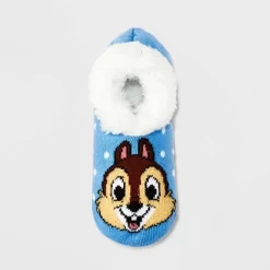 Women's Disney Chip 'n Dale Pull-On Slipper Socks With Grippers - Blue/White 4-10 -Family Style Shop GUEST 9a756014 8fc2 4606 a774 6d0a6619ea4c