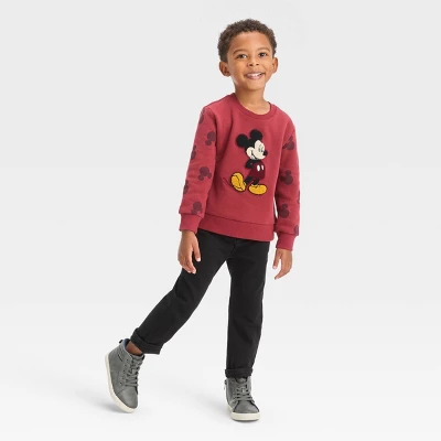 Toddler Boys' Disney Mickey Mouse Fleece Pullover Sweatshirt - Red 4 Toddler Boys' Disney Mickey Mouse Fleece Pullover Sweatshirt - Red - Image 2