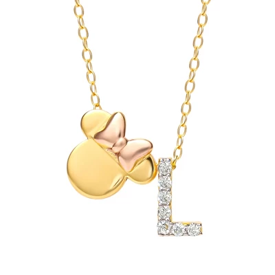 Disney Minnie Mouse Sterling Silver Gold Plated Cubic Zirconia Initial Pendant Necklace, 18" 22 Disney Minnie Mouse Sterling Silver Gold Plated Cubic Zirconia Initial Pendant Necklace, 18" - Image 20