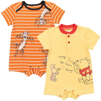 Disney Winnie The Pooh Tigger Tiger Pig 2 Pack Rompers Orange/Yellow 12 Disney Winnie The Pooh Tigger Tiger Pig 2 Pack Rompers Orange/Yellow - Image 10
