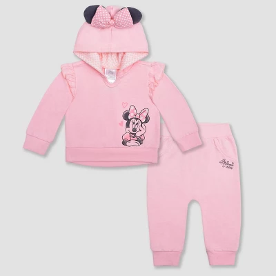 Baby Girls' Adaptive Disney Minnie Mouse Top And Bottom Set - Pink 3 Baby Girls' Adaptive Disney Minnie Mouse Top And Bottom Set - Pink