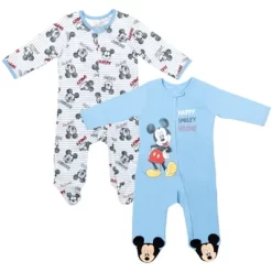 Disney Mickey Mouse Footed Baby 2 Pack Zip Up Sleep N' Play Coveralls Newborn To Infant -Family Style Shop GUEST a1f43546 7936 4879 816b d407f9549054