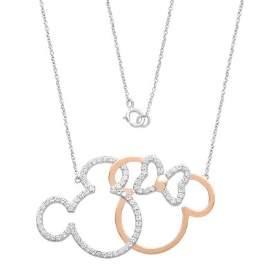 Disney Women's Mickey And Minnie Mouse Sterling Silver Interlocking Necklace, 18" 5 Disney Women's Mickey And Minnie Mouse Sterling Silver Interlocking Necklace, 18" - Image 3
