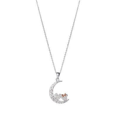 Disney Mickey And Minnie Mouse Sterling Silver Cubic Zirconia Moon Pendant Necklace, 18" 5 Disney Mickey And Minnie Mouse Sterling Silver Cubic Zirconia Moon Pendant Necklace, 18" - Image 3