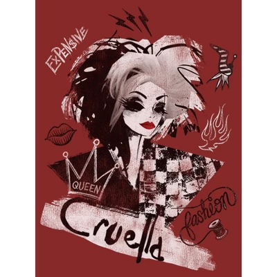 Disney Women's Cruella Fashion Sketch T-Shirt 3 Disney Women's Cruella Fashion Sketch T-Shirt