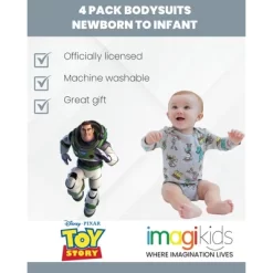 Disney Pixar Toy Story Alien Bullseye Rex Woody Jessie Buzz Lightyear Baby 4 Pack Bodysuits Newborn To Infant -Family Style Shop GUEST ae5072fc 1e27 4078 ad7e 230bf373b529