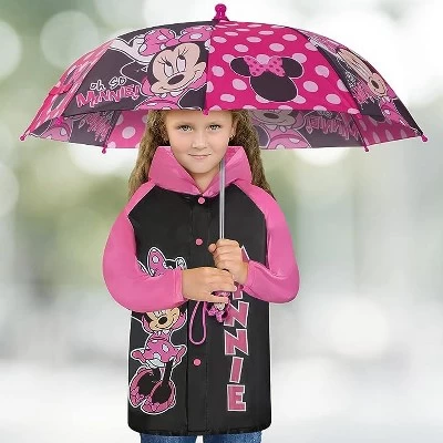 Disney Minnie Mouse Girl's Umbrella And Raincoat Set, Kids Ages 2-5 3 Disney Minnie Mouse Girl's Umbrella And Raincoat Set, Kids Ages 2-5