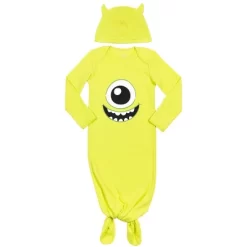 Disney Monsters Inc. Mike Baby Boys Knotted Long Sleeve Swaddle Sleeper Gown & Hat Set -Family Style Shop GUEST b225edc4 2177 49d3 8051 ee83368c8436