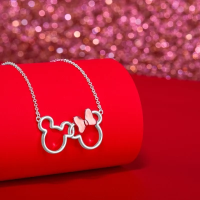 Disney Women's Mickey And Minnie Mouse Silver Plated Pendant Necklace, 18" 6 Disney Women's Mickey And Minnie Mouse Silver Plated Pendant Necklace, 18" - Image 4