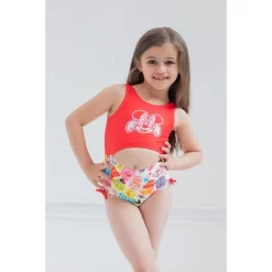 Disney Mickey Mouse Minnie Mouse Girls One Piece Bathing Suit Toddler To Little Kid