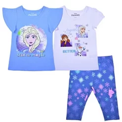 Disney Girl's Frozen 3 Piece Casual Wear, Ruffle Short Sleeve Shirts And Leggings Set For Toddler -Family Style Shop GUEST bc7d777c da6b 430d ba8f f5212b75f44e