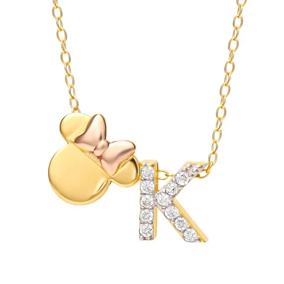 Disney Minnie Mouse Sterling Silver Gold Plated Cubic Zirconia Initial Pendant Necklace, 18" 17 Disney Minnie Mouse Sterling Silver Gold Plated Cubic Zirconia Initial Pendant Necklace, 18" - Image 15