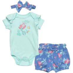 Disney Princess The Little Mermaid Ariel Belle Tiana Baby Girls Bodysuit Shorts And Headband 3 Piece Outfit Set Newborn To Infant -Family Style Shop GUEST bd7a4264 777b 4383 b106 abbbc235528c