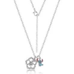 Disney Lilo & Stitch Silver Plated Necklace With Flower Pendant And Stitch Charm - Stitch Gifts Jewelry, 16 + 2" 9 Disney Lilo & Stitch Silver Plated Necklace With Flower Pendant And Stitch Charm - Stitch Gifts Jewelry, 16 + 2" -Family Style Shop GUEST bde3d1c6 eaef 40ac 8321 8536470308e3