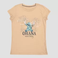 Girls' Disney Lilo & Stitch Ohana Short Sleeve Graphic T-Shirt - Light Orange -Family Style Shop GUEST be67f3b7 5e58 4777 85c9 ab3d6cab2505