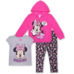 Disney Girls 3-Pack Minnie Mouse Having Fun Graphic Shirt, Zip Up Hoodie And Legging Pant Set For Kids -Family Style Shop GUEST be94b64c 4946 44f5 a555 e25fab0c9df0