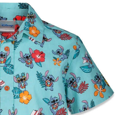 Disney Lilo & Stitch Mickey Mouse Lion King Simba Hawaiian Blue Button Down Shirt Little Kid To Big Kid 4 Disney Lilo & Stitch Mickey Mouse Lion King Simba Hawaiian Blue Button Down Shirt Little Kid To Big Kid - Image 2