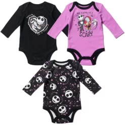 Disney Nightmare Before Christmas Zero Sally Jack Skellington Baby Girls 3 Pack Bodysuits Newborn To Infant -Family Style Shop GUEST c46e17ff a683 4c45 af53 8439ca2ac0ef