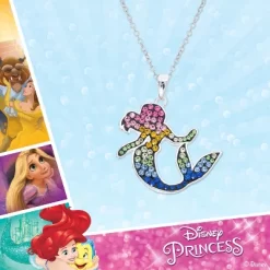 Disney The Little Mermaid Ariel Rainbow Crystal Silver Plated Pendant Necklace, 18" -Family Style Shop GUEST c8031480 c824 4df5 bc53 e961a0efed40