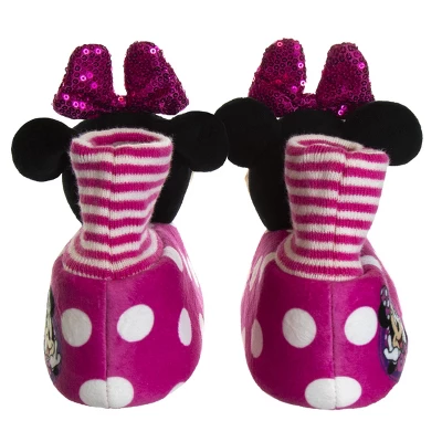 Disney Kids Girl's Minnie Mouse Slippers - Plush Lightweight Warm Comfort Soft Aline House Slippers – 3D Minnie Glitter Bow (size 5-12 Toddler/Little Kid) 4 Disney Kids Girl's Minnie Mouse Slippers - Plush Lightweight Warm Comfort Soft Aline House Slippers – 3D Minnie Glitter Bow (size 5-12 Toddler/Little Kid) - Image 2