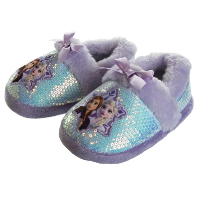 Disney Frozen Girl Slippers - Elsa And Anna Plush Lightweight Warm Comfort Soft Aline House Shoes - Purple (sizes 5-12 Toddler-Little Kid) 3 Disney Frozen Girl Slippers - Elsa And Anna Plush Lightweight Warm Comfort Soft Aline House Shoes - Purple (sizes 5-12 Toddler-Little Kid)