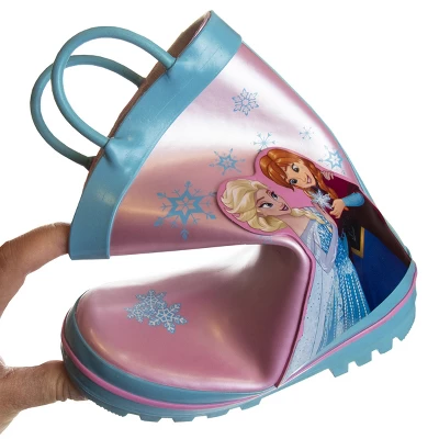Disney Frozen Elsa Anna Princess Rubber Rainboots - Waterproof Lightweight Easy On With Easy Pull Handles - Pink / Blue (7-1 Toddler / Little Kid / Big Kid) 5 Disney Frozen Elsa Anna Princess Rubber Rainboots - Waterproof Lightweight Easy On With Easy Pull Handles - Pink / Blue (7-1 Toddler / Little Kid / Big Kid) - Image 3