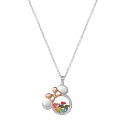 Disney Minnie Mouse Multicolor Confetti Two Tone Silver Plated Shaker Pendant Necklace, 16 + 2" -Family Style Shop GUEST d2e4fcde 6886 4ce7 b0ae 0a056f8fc34e