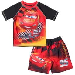 Disney Pixar Cars Lightning McQueen Rash Guard And Swim Trunks Outfit Set Toddler To Little Kid -Family Style Shop GUEST d73da064 18bb 4478 9d37 2b569823b829