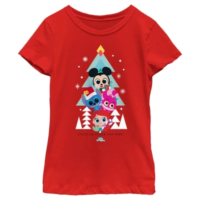 Girl's Disney Doorables Christmas Stack Us Under The Tree T-Shirt 6 Girl's Disney Doorables Christmas Stack Us Under The Tree T-Shirt - Image 4