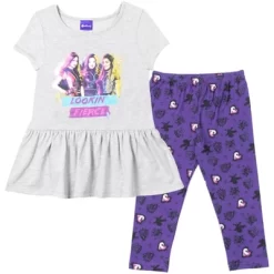 Disney Descendants Mal Evie Uma Peplum T-Shirt Capri Legging Set Grey/Purple 22 Disney Descendants Mal Evie Uma Peplum T-Shirt Capri Legging Set Grey/Purple -Family Style Shop GUEST da0d950d 2666 45b0 bd16 e973be427322
