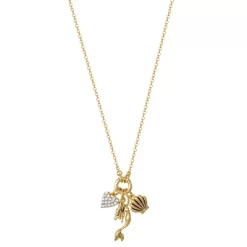 Disney Princess Little Mermaid Ariel Yellow Gold Plated 3D Cubic Zirconia Charm Necklace, 18" -Family Style Shop GUEST de2a42fb 722f 4b06 af43 97e29379e616