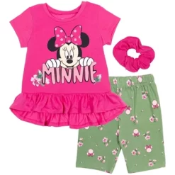 Disney Frozen Minnie Mouse Little Mermaid Elsa Princess Anna Peplum T-Shirt Shorts & Scrunchie 3 Pc Set Infant To Big Kid -Family Style Shop GUEST dfce360a 6da4 4ec6 a581 81e3afa66004