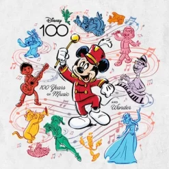 Men's Disney Mickey Mouse 100 Years Of Music And Wonder T-Shirt