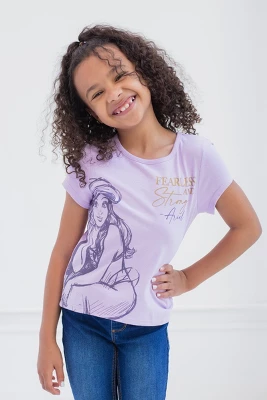 Disney Princess Ariel Cinderella Tiana Moana Jasmine Belle Girls 3 Pack T-Shirts Toddler To Big Kid 4 Disney Princess Ariel Cinderella Tiana Moana Jasmine Belle Girls 3 Pack T-Shirts Toddler To Big Kid - Image 2